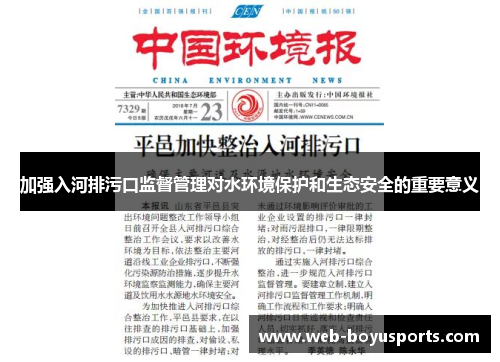 加强入河排污口监督管理对水环境保护和生态安全的重要意义